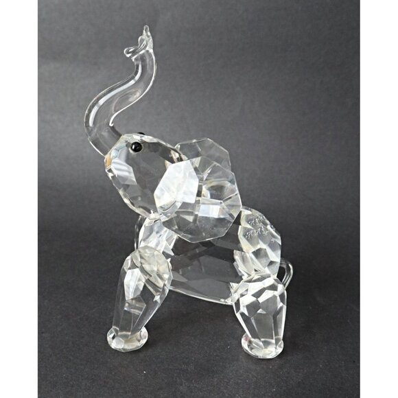 Vintage Lead Crystal Elephant Figurine Trunk Up Paperweight - Picture 2 of 7